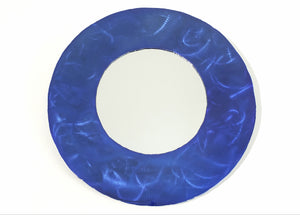 15" Steel Frame Mirror with Blueberry Finish. Vibrant Colorful Wall Accent.