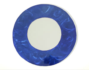 15" Steel Frame Mirror with Blueberry Finish. Vibrant Colorful Wall Accent.