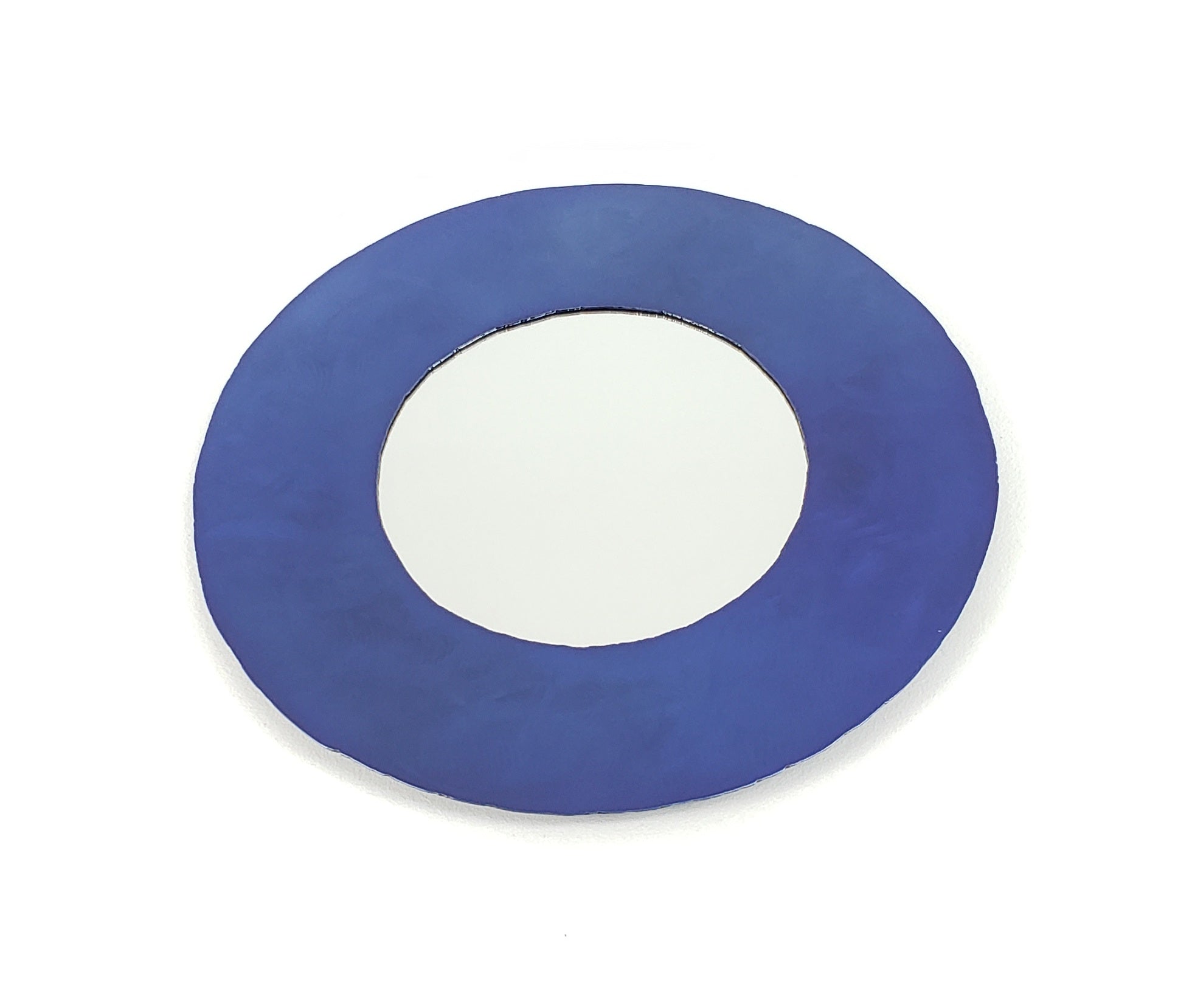 15" Steel Frame Mirror with Blueberry Finish. Vibrant Colorful Wall Accent.